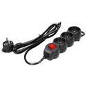 PRZEDŁUŻACZ 3-KROTNY 2P+Z Z WYŁĄCZNIKIEM, 1,5M H05VV-F 3X1,0MM2, IMAX10A, PŁASKA WTYCZKA, CZARNY ORNO PRZEDŁUŻACZ 3-KROTNY 2P+Z Z WYŁĄCZNIKIEM, 1,5M H05VV-F 3X1,0MM2, IMAX10A, PŁASKA WTYCZKA, CZARNY ORNO