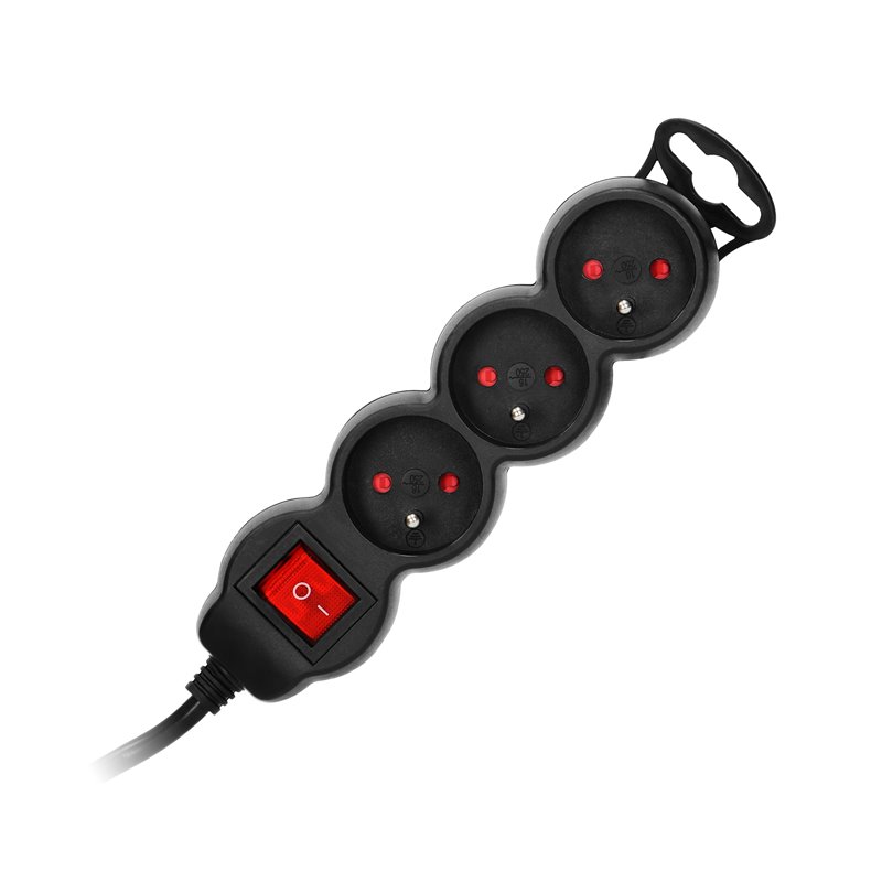PRZEDŁUŻACZ 3-KROTNY 2P+Z Z WYŁĄCZNIKIEM, 1,5M H05VV-F 3X1,0MM2, IMAX10A, PŁASKA WTYCZKA, CZARNY ORNO PRZEDŁUŻACZ 3-KROTNY 2P+Z Z WYŁĄCZNIKIEM, 1,5M H05VV-F 3X1,0MM2, IMAX10A, PŁASKA WTYCZKA, CZARNY ORNO