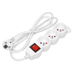 PRZEDŁUŻACZ 3-KROTNY 2P+Z, Z WYŁĄCZNIKIEM, 3M H05VV-F 3X1,0MM2, IMAX10A, BIAŁY ORNO PRZEDŁUŻACZ 3-KROTNY 2P+Z, Z WYŁĄCZNIKIEM, 3M H05VV-F 3X1,0MM2, IMAX10A, BIAŁY ORNO