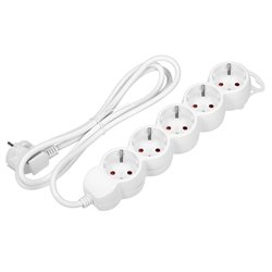 PRZEDŁUŻACZ 5-KROTNY 2P+Z (SCHUKO), 5M H05VV-F 3X1,0MM2, IMAX10A, BIAŁY ORNO PRZEDŁUŻACZ 5-KROTNY 2P+Z (SCHUKO), 5M H05VV-F 3X1,0MM2, IMAX10A, BIAŁY ORNO