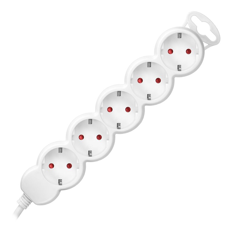 PRZEDŁUŻACZ 5-KROTNY 2P+Z (SCHUKO), 5M H05VV-F 3X1,0MM2, IMAX10A, BIAŁY ORNO PRZEDŁUŻACZ 5-KROTNY 2P+Z (SCHUKO), 5M H05VV-F 3X1,0MM2, IMAX10A, BIAŁY ORNO