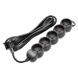 PRZEDŁUŻACZ 5-KROTNY 2P+Z, 3M H05VV-F 3X1,0MM2, IMAX10A, PŁASKA WTYCZKA, CZARNY ORNO PRZEDŁUŻACZ 5-KROTNY 2P+Z, 3M H05VV-F 3X1,0MM2, IMAX10A, PŁASKA WTYCZKA, CZARNY ORNO