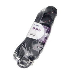 PRZEDŁUŻACZ 5-KROTNY 2P+Z, 3M H05VV-F 3X1,0MM2, IMAX10A, PŁASKA WTYCZKA, CZARNY ORNO PRZEDŁUŻACZ 5-KROTNY 2P+Z, 3M H05VV-F 3X1,0MM2, IMAX10A, PŁASKA WTYCZKA, CZARNY ORNO