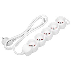 PRZEDŁUŻACZ 5-KROTNY 2P+Z, 3M H05VV-F 3X1,0MM2, IMAX10A, BIAŁY ORNO PRZEDŁUŻACZ 5-KROTNY 2P+Z, 3M H05VV-F 3X1,0MM2, IMAX10A, BIAŁY ORNO