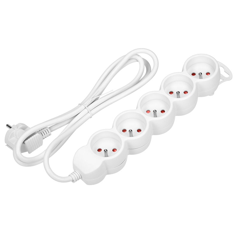 PRZEDŁUŻACZ 5-KROTNY 2P+Z, 3M H05VV-F 3X1,0MM2, IMAX10A, BIAŁY ORNO PRZEDŁUŻACZ 5-KROTNY 2P+Z, 3M H05VV-F 3X1,0MM2, IMAX10A, BIAŁY ORNO