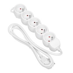 PRZEDŁUŻACZ 5-KROTNY 2P+Z, 3M H05VV-F 3X1,0MM2, IMAX10A, BIAŁY ORNO PRZEDŁUŻACZ 5-KROTNY 2P+Z, 3M H05VV-F 3X1,0MM2, IMAX10A, BIAŁY ORNO