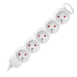 PRZEDŁUŻACZ 5-KROTNY 2P+Z, 3M H05VV-F 3X1,0MM2, IMAX10A, BIAŁY ORNO PRZEDŁUŻACZ 5-KROTNY 2P+Z, 3M H05VV-F 3X1,0MM2, IMAX10A, BIAŁY ORNO