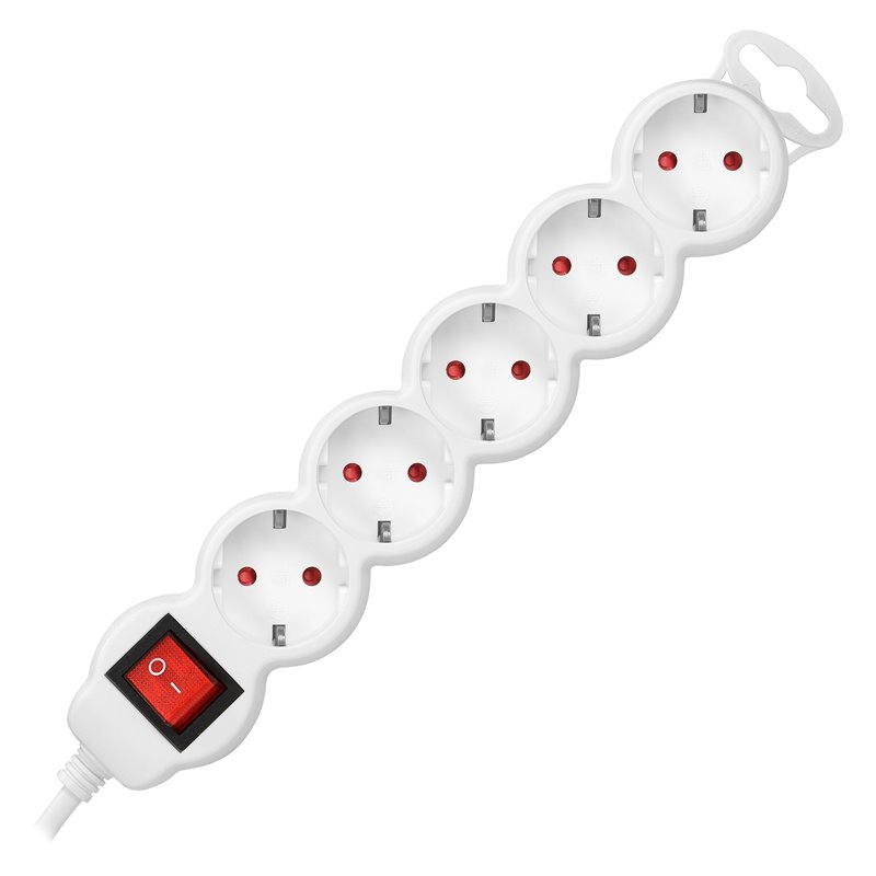 PRZEDŁUŻACZ 5-KROTNY 2P+Z (SCHUKO), Z WYŁĄCZNIKIEM, 3M H05VV-F 3X1,0MM2, IMAX10A, BIAŁY ORNO PRZEDŁUŻACZ 5-KROTNY 2P+Z (SCHUKO), Z WYŁĄCZNIKIEM, 3M H05VV-F 3X1,0MM2, IMAX10A, BIAŁY ORNO