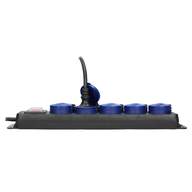 PRZEDŁUŻACZ WARSZTATOWY BRYZGOSZCZELNY Z WYŁĄCZNIKIEM, 5 GNIAZD 2P+Z (SCHUKO), IP44, PRZEWÓD GUMOWY, H05RR-F 3X1,5MM2, DŁUGOŚĆ 5 PRZEDŁUŻACZ WARSZTATOWY BRYZGOSZCZELNY Z WYŁĄCZNIKIEM, 5 GNIAZD 2P+Z (SCHUKO), IP44, PRZEWÓD GUMOWY, H05RR-F 3X1,5MM2, DŁUGOŚĆ 5