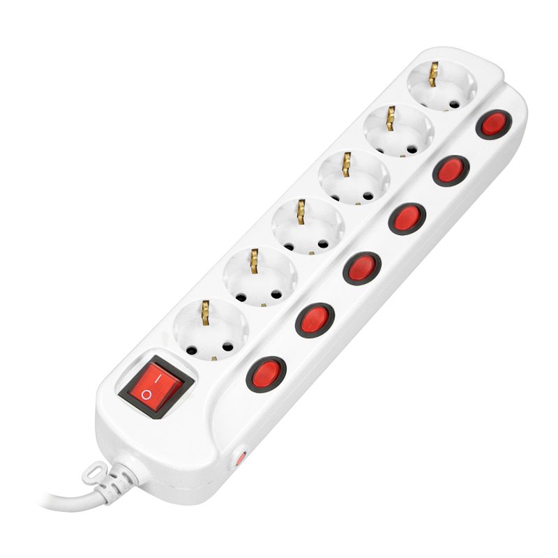 LISTWA ZASILAJĄCA "MULTISWITCH", 6 GNIAZD 2P+Z (SCHUKO), KABEL 3X1,5MM2, DŁUGOŚĆ 1,5M, Z WYŁĄCZNIKAMI PODŚWIETLANYMI: GŁÓWNYM DW LISTWA ZASILAJĄCA "MULTISWITCH", 6 GNIAZD 2P+Z (SCHUKO), KABEL 3X1,5MM2, DŁUGOŚĆ 1,5M, Z WYŁĄCZNIKAMI PODŚWIETLANYMI: GŁÓWNYM DW