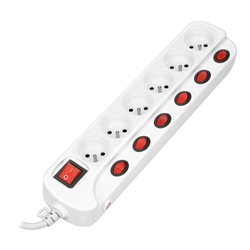 LISTWA ZASILAJĄCA "MULTISWITCH", 6 GNIAZD 2P+Z, KABEL 3X1,0MM2, DŁUGOŚĆ 1,5M, Z WYŁĄCZNIKAMI PODŚWIETLANYMI: GŁÓWNYM DWUTOROWYM LISTWA ZASILAJĄCA "MULTISWITCH", 6 GNIAZD 2P+Z, KABEL 3X1,0MM2, DŁUGOŚĆ 1,5M, Z WYŁĄCZNIKAMI PODŚWIETLANYMI: GŁÓWNYM DWUTOROWYM