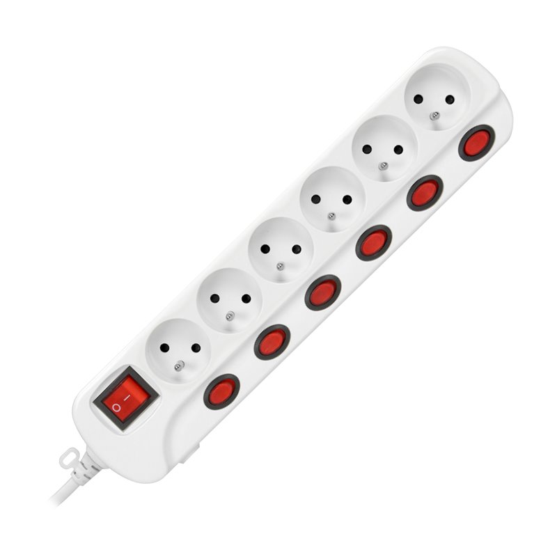 LISTWA ZASILAJĄCA "MULTISWITCH", 6 GNIAZD 2P+Z, KABEL 3X1,0MM2, DŁUGOŚĆ 1,5M, Z WYŁĄCZNIKAMI PODŚWIETLANYMI: GŁÓWNYM DWUTOROWYM LISTWA ZASILAJĄCA "MULTISWITCH", 6 GNIAZD 2P+Z, KABEL 3X1,0MM2, DŁUGOŚĆ 1,5M, Z WYŁĄCZNIKAMI PODŚWIETLANYMI: GŁÓWNYM DWUTOROWYM