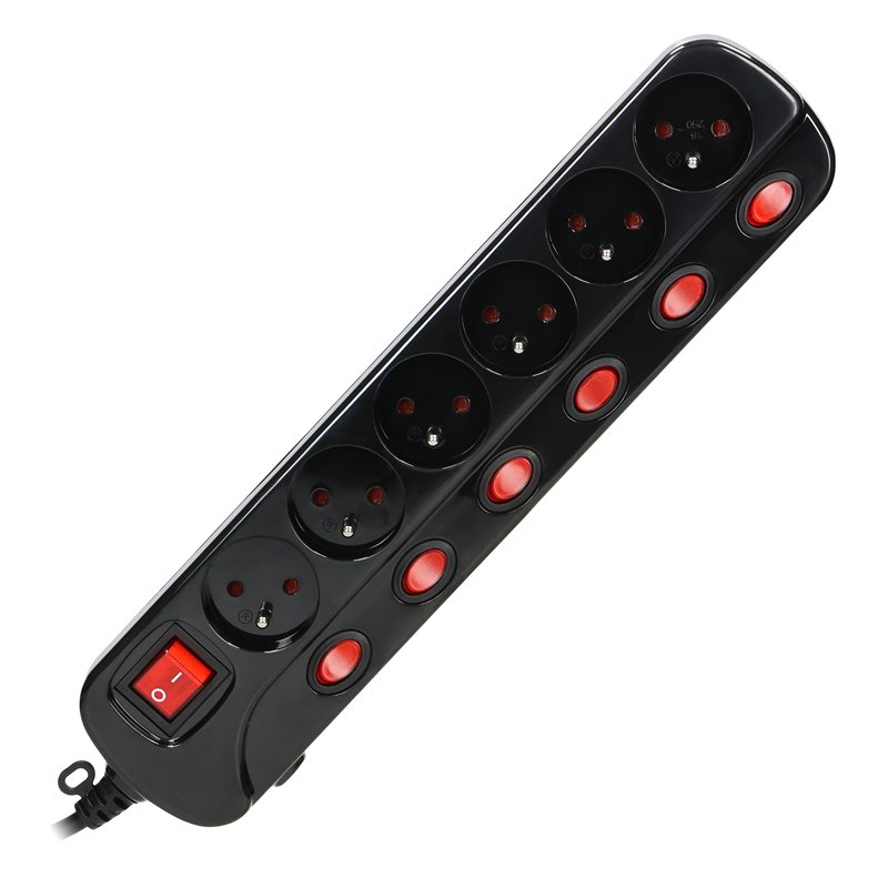 LISTWA ZASILAJĄCA "MULTISWITCH", 6 GNIAZD 2P+Z, KABEL 3X1,0MM2, DŁUGOŚĆ 1,5M. WYŁĄCZNIK TERMICZNY. 10A/230 VAC, CZARNY ORNO LISTWA ZASILAJĄCA "MULTISWITCH", 6 GNIAZD 2P+Z, KABEL 3X1,0MM2, DŁUGOŚĆ 1,5M. WYŁĄCZNIK TERMICZNY. 10A/230 VAC, CZARNY ORNO