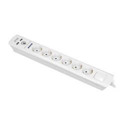 LISTWA PRZECIWPRZEPIĘCIOWA, 6 GNIAZD 2P+Z (SCHUKO), KABEL 3X1,5MM2, DŁUGOŚĆ 3M, Z WYŁĄCZNIKIEM PODŚWIETLANYM DWUTOROWYM. 16A/230 LISTWA PRZECIWPRZEPIĘCIOWA, 6 GNIAZD 2P+Z (SCHUKO), KABEL 3X1,5MM2, DŁUGOŚĆ 3M, Z WYŁĄCZNIKIEM PODŚWIETLANYM DWUTOROWYM. 16A/230