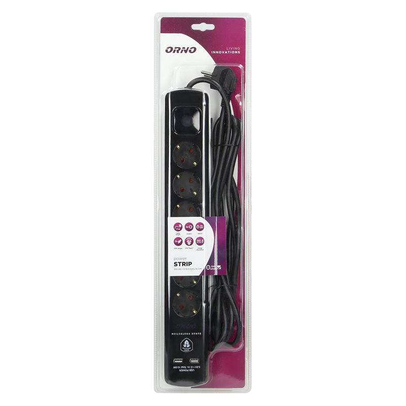 LISTWA PRZECIWPRZEPIĘCIOWA, 6 GNIAZD 2P+Z (SCHUKO), KABEL 3X1,5MM2, DŁUGOŚĆ 3M, CZARNA, 16A/230 VAC, Z OCHRONNIKIEM PRZECIWPRZEP LISTWA PRZECIWPRZEPIĘCIOWA, 6 GNIAZD 2P+Z (SCHUKO), KABEL 3X1,5MM2, DŁUGOŚĆ 3M, CZARNA, 16A/230 VAC, Z OCHRONNIKIEM PRZECIWPRZEP