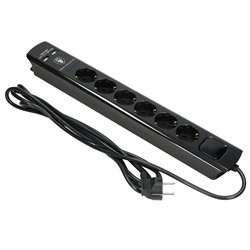 LISTWA PRZECIWPRZEPIĘCIOWA, 6 GNIAZD 2P+Z (SCHUKO), KABEL 3X1,5MM2, DŁUGOŚĆ 3M, CZARNA, 16A/230 VAC, Z OCHRONNIKIEM PRZECIWPRZEP LISTWA PRZECIWPRZEPIĘCIOWA, 6 GNIAZD 2P+Z (SCHUKO), KABEL 3X1,5MM2, DŁUGOŚĆ 3M, CZARNA, 16A/230 VAC, Z OCHRONNIKIEM PRZECIWPRZEP