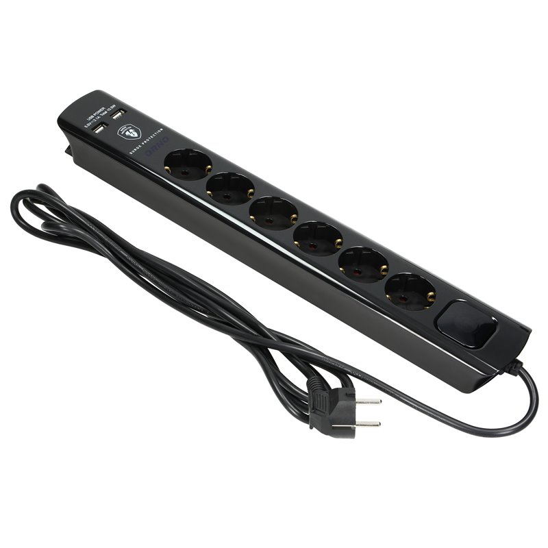 LISTWA PRZECIWPRZEPIĘCIOWA, 6 GNIAZD 2P+Z (SCHUKO), KABEL 3X1,5MM2, DŁUGOŚĆ 3M, CZARNA, 16A/230 VAC, Z OCHRONNIKIEM PRZECIWPRZEP LISTWA PRZECIWPRZEPIĘCIOWA, 6 GNIAZD 2P+Z (SCHUKO), KABEL 3X1,5MM2, DŁUGOŚĆ 3M, CZARNA, 16A/230 VAC, Z OCHRONNIKIEM PRZECIWPRZEP