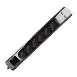 LISTWA PRZECIWPRZEPIĘCIOWA, 6 GNIAZD 2P+Z (SCHUKO), KABEL 3X1,5MM2, DŁUGOŚĆ 3M, CZARNA, 16A/230 VAC, Z OCHRONNIKIEM PRZECIWPRZEP LISTWA PRZECIWPRZEPIĘCIOWA, 6 GNIAZD 2P+Z (SCHUKO), KABEL 3X1,5MM2, DŁUGOŚĆ 3M, CZARNA, 16A/230 VAC, Z OCHRONNIKIEM PRZECIWPRZEP