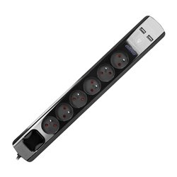 LISTWA PRZECIWPRZEPIĘCIOWA, 6 GNIAZD 2P+Z, KABEL 3X1,0MM2, DŁUGOŚĆ 3M, CZARNA, 10A/230 VAC, Z OCHRONNIKIEM PRZECIWPRZEPIĘCIOWYM LISTWA PRZECIWPRZEPIĘCIOWA, 6 GNIAZD 2P+Z, KABEL 3X1,0MM2, DŁUGOŚĆ 3M, CZARNA, 10A/230 VAC, Z OCHRONNIKIEM PRZECIWPRZEPIĘCIOWYM