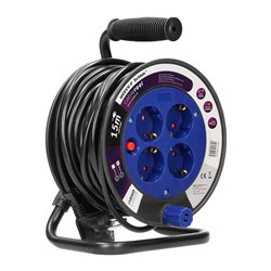 PRZEDŁUŻACZ BĘBNOWY MINI, 4 GNIAZDA 2P+Z (SCHUKO), METALOWY STOJAK, POLWINIT H05VV-F 3X1MM2 - 15M ORNO PRZEDŁUŻACZ BĘBNOWY MINI, 4 GNIAZDA 2P+Z (SCHUKO), METALOWY STOJAK, POLWINIT H05VV-F 3X1MM2 - 15M ORNO