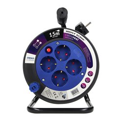 PRZEDŁUŻACZ BĘBNOWY MINI, 4 GNIAZDA 2P+Z (SCHUKO), METALOWY STOJAK, POLWINIT H05VV-F 3X1.5MM2 - 15M ORNO PRZEDŁUŻACZ BĘBNOWY MINI, 4 GNIAZDA 2P+Z (SCHUKO), METALOWY STOJAK, POLWINIT H05VV-F 3X1.5MM2 - 15M ORNO