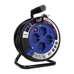 PRZEDŁUŻACZ BĘBNOWY MINI, 4 GNIAZDA 2P+Z (SCHUKO), METALOWY STOJAK, POLWINIT H05VV-F 3X1.5MM2 - 15M ORNO PRZEDŁUŻACZ BĘBNOWY MINI, 4 GNIAZDA 2P+Z (SCHUKO), METALOWY STOJAK, POLWINIT H05VV-F 3X1.5MM2 - 15M ORNO