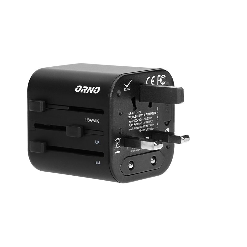 GOWORLD UNIWERSALNY ADAPTER PODRÓŻNY DO PONAD 200 KRAJÓW ŚWIATA, 100-240V, 8A ORNO GOWORLD UNIWERSALNY ADAPTER PODRÓŻNY DO PONAD 200 KRAJÓW ŚWIATA, 100-240V, 8A ORNO