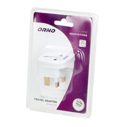 ADAPTER PODRÓŻNY - WORLD TO UK, 230V/13A, BIAŁY ORNO ADAPTER PODRÓŻNY - WORLD TO UK, 230V/13A, BIAŁY ORNO