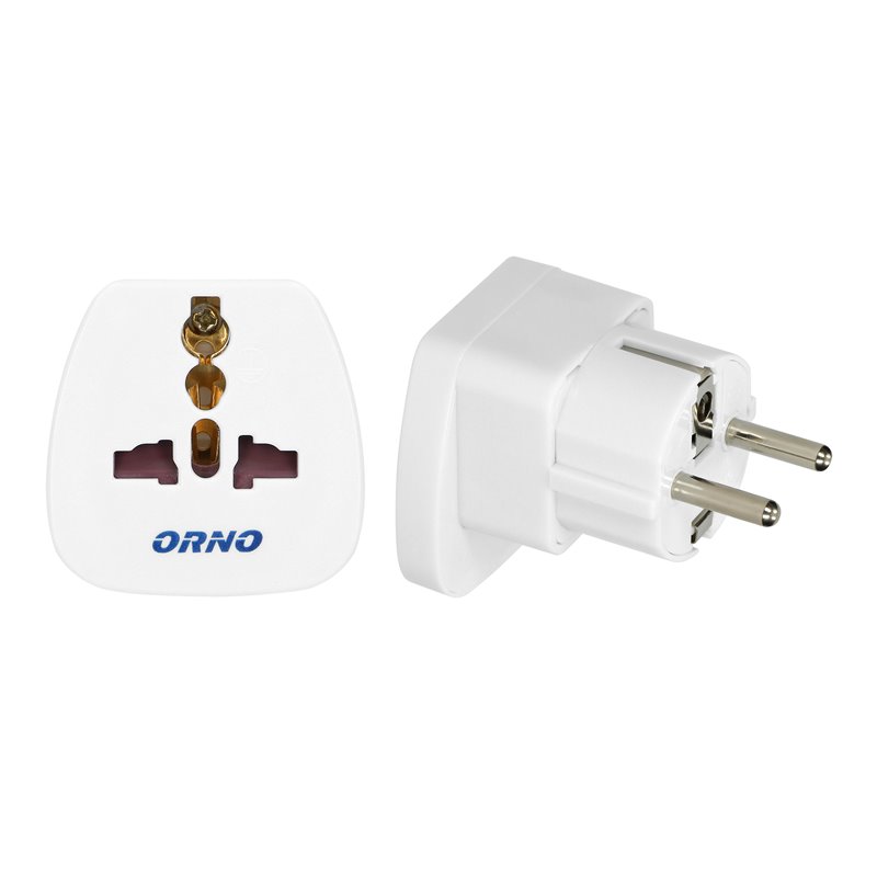 ADAPTER PODRÓŻNY - WORLD TO EU, 230V/10A, BIAŁY ORNO