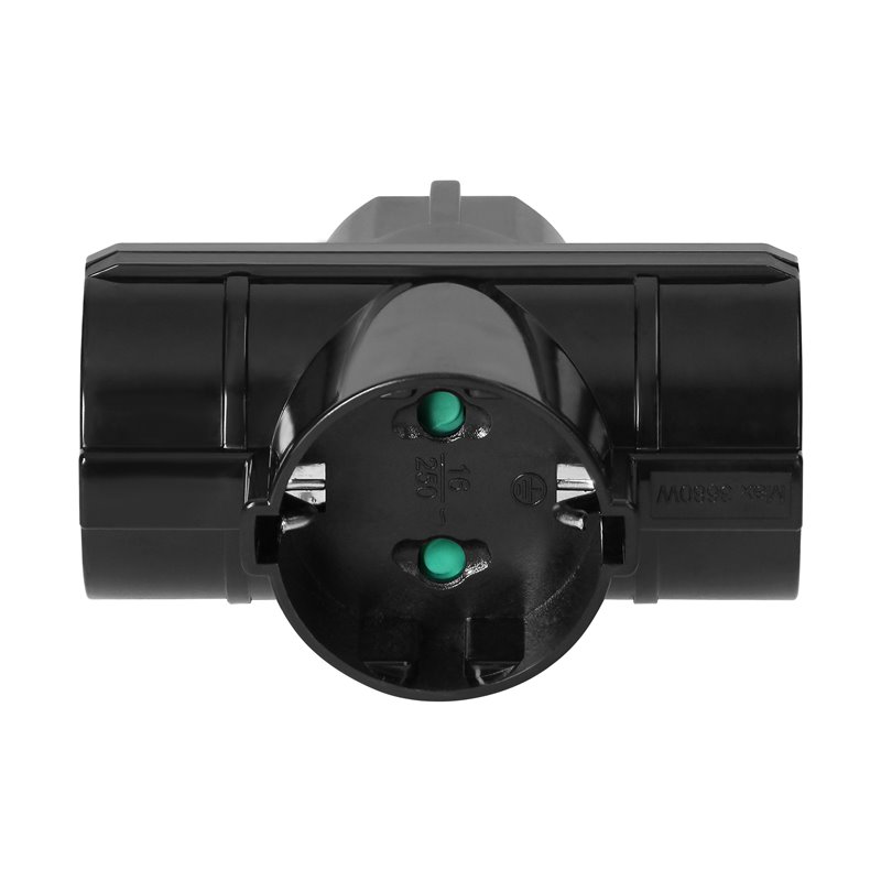 ROZGAŁĘŹNIK 3X2P+Z (SCHUKO), CZARNY ORNO ROZGAŁĘŹNIK 3X2P+Z (SCHUKO), CZARNY ORNO