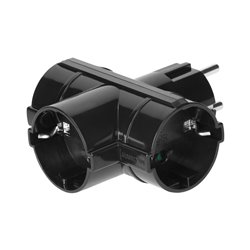 ROZGAŁĘŹNIK 3X2P+Z (SCHUKO), CZARNY ORNO ROZGAŁĘŹNIK 3X2P+Z (SCHUKO), CZARNY ORNO