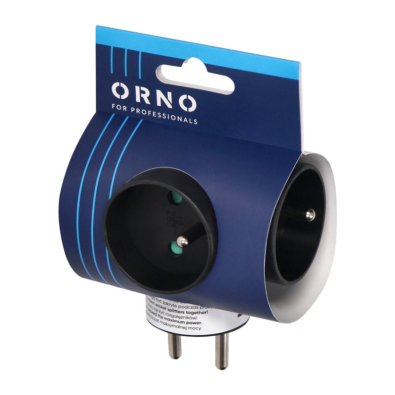 ROZGAŁĘŹNIK 3X2P+Z, CZARNY ORNO ROZGAŁĘŹNIK 3X2P+Z, CZARNY ORNO
