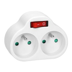 ROZGAŁĘŹNIK 2X2P+Z Z WŁĄCZNIKIEM, BIAŁY ORNO ROZGAŁĘŹNIK 2X2P+Z Z WŁĄCZNIKIEM, BIAŁY ORNO