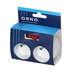ROZGAŁĘŹNIK 2X2P+Z Z WŁĄCZNIKIEM, BIAŁY ORNO ROZGAŁĘŹNIK 2X2P+Z Z WŁĄCZNIKIEM, BIAŁY ORNO