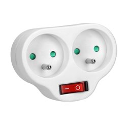 ROZGAŁĘŹNIK 2X2P+Z Z WŁĄCZNIKIEM, BIAŁY ORNO ROZGAŁĘŹNIK 2X2P+Z Z WŁĄCZNIKIEM, BIAŁY ORNO