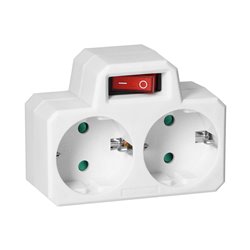 ROZGAŁĘŹNIK 2X2P+Z (SCHUKO) Z WŁĄCZNIKIEM, BIAŁY ORNO ROZGAŁĘŹNIK 2X2P+Z (SCHUKO) Z WŁĄCZNIKIEM, BIAŁY ORNO