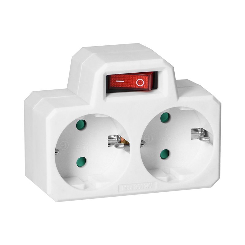 ROZGAŁĘŹNIK 2X2P+Z (SCHUKO) Z WŁĄCZNIKIEM, BIAŁY ORNO ROZGAŁĘŹNIK 2X2P+Z (SCHUKO) Z WŁĄCZNIKIEM, BIAŁY ORNO