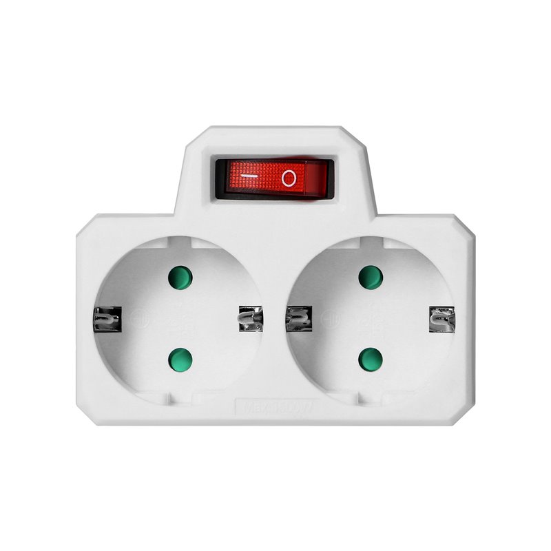 ROZGAŁĘŹNIK 2X2P+Z (SCHUKO) Z WŁĄCZNIKIEM, BIAŁY ORNO ROZGAŁĘŹNIK 2X2P+Z (SCHUKO) Z WŁĄCZNIKIEM, BIAŁY ORNO