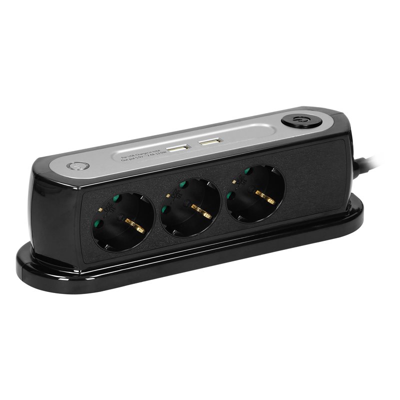 LISTWA ZASILAJĄCA NABIURKOWA Z WYŁĄCZNIKIEM 3X2P+Z(SCHUKO), ŁADOWARKA 2XUSB 2.4A, OGRANICZNIK PRZEPIĘĆ TYP 3, KABEL H05VV-F 3X1, LISTWA ZASILAJĄCA NABIURKOWA Z WYŁĄCZNIKIEM 3X2P+Z(SCHUKO), ŁADOWARKA 2XUSB 2.4A, OGRANICZNIK PRZEPIĘĆ TYP 3, KABEL H05VV-F 3X1,