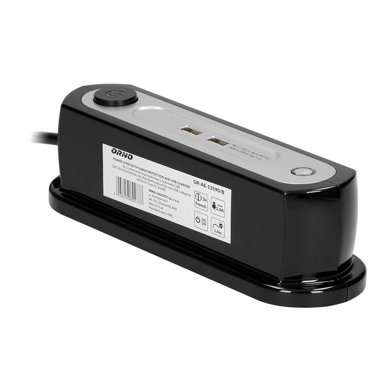 LISTWA ZASILAJĄCA NABIURKOWA Z WYŁĄCZNIKIEM 3X2P+Z, ŁADOWARKA 2XUSB 2.4A, OGRANICZNIK PRZEPIĘĆ TYP 3, KABEL H05VV-F 3X1,5, DŁUGO LISTWA ZASILAJĄCA NABIURKOWA Z WYŁĄCZNIKIEM 3X2P+Z, ŁADOWARKA 2XUSB 2.4A, OGRANICZNIK PRZEPIĘĆ TYP 3, KABEL H05VV-F 3X1,5, DŁUGO