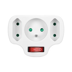ROZGAŁĘŹNIK 1X2P+Z, 2X2P/II Z WŁĄCZNIKIEM, BIAŁY ORNO ROZGAŁĘŹNIK 1X2P+Z, 2X2P/II Z WŁĄCZNIKIEM, BIAŁY ORNO