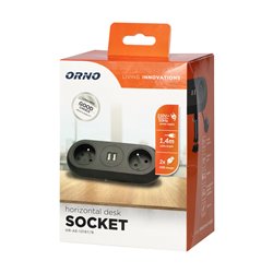 GNIAZDO MEBLOWE Z UCHWYTEM MONTAŻOWYM, ŁADOWARKĄ USB, 2 GNIAZDA 2P+Z, 2XUSB, PRZEWÓD 3X1,0MM2 - 1,5M, CZARNE ORNO GNIAZDO MEBLOWE Z UCHWYTEM MONTAŻOWYM, ŁADOWARKĄ USB, 2 GNIAZDA 2P+Z, 2XUSB, PRZEWÓD 3X1,0MM2 - 1,5M, CZARNE ORNO