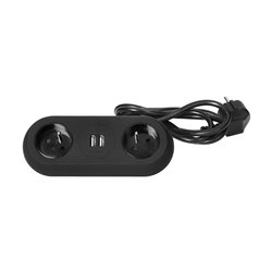 GNIAZDO MEBLOWE Z UCHWYTEM MONTAŻOWYM, ŁADOWARKĄ USB, 2 GNIAZDA 2P+Z, 2XUSB, PRZEWÓD 3X1,0MM2 - 1,5M, CZARNE ORNO GNIAZDO MEBLOWE Z UCHWYTEM MONTAŻOWYM, ŁADOWARKĄ USB, 2 GNIAZDA 2P+Z, 2XUSB, PRZEWÓD 3X1,0MM2 - 1,5M, CZARNE ORNO