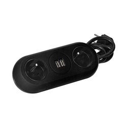 GNIAZDO MEBLOWE Z UCHWYTEM MONTAŻOWYM, ŁADOWARKĄ USB, 2 GNIAZDA 2P+Z, 2XUSB, PRZEWÓD 3X1,0MM2 - 1,5M, CZARNE ORNO GNIAZDO MEBLOWE Z UCHWYTEM MONTAŻOWYM, ŁADOWARKĄ USB, 2 GNIAZDA 2P+Z, 2XUSB, PRZEWÓD 3X1,0MM2 - 1,5M, CZARNE ORNO