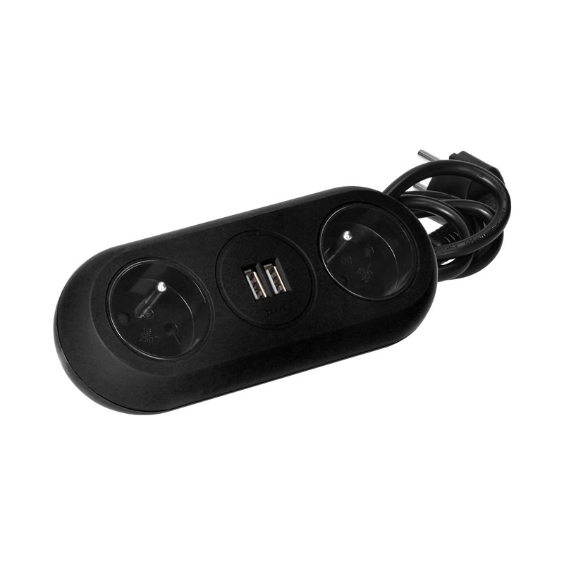 GNIAZDO MEBLOWE Z UCHWYTEM MONTAŻOWYM, ŁADOWARKĄ USB, 2 GNIAZDA 2P+Z, 2XUSB, PRZEWÓD 3X1,0MM2 - 1,5M, CZARNE ORNO GNIAZDO MEBLOWE Z UCHWYTEM MONTAŻOWYM, ŁADOWARKĄ USB, 2 GNIAZDA 2P+Z, 2XUSB, PRZEWÓD 3X1,0MM2 - 1,5M, CZARNE ORNO