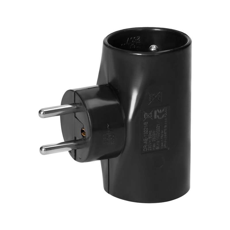 ROZGAŁĘŹNIK 2X2P+Z, 1X2P/II, CZARNY ORNO ROZGAŁĘŹNIK 2X2P+Z, 1X2P/II, CZARNY ORNO