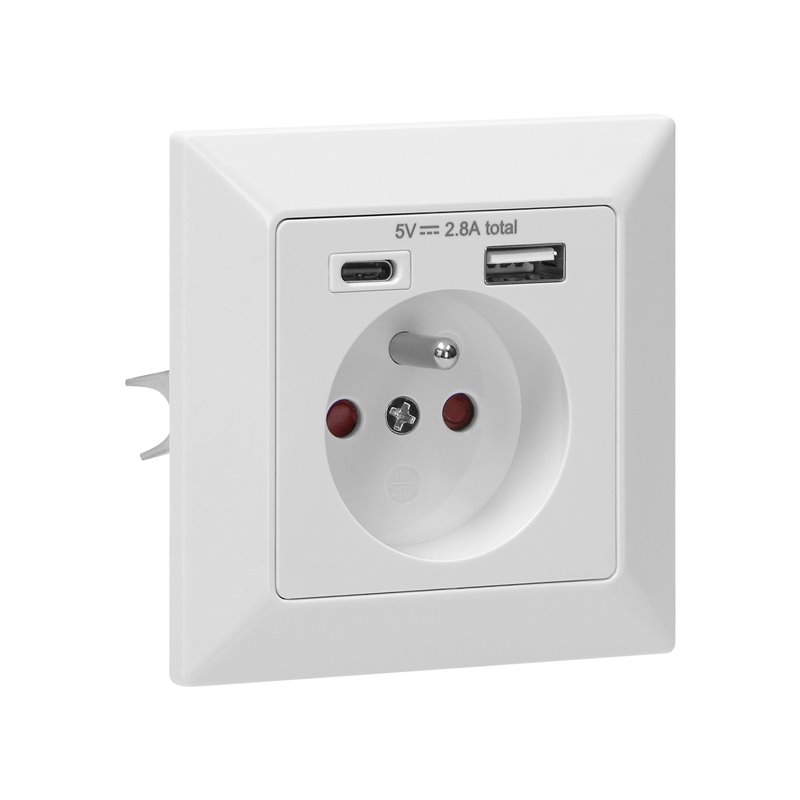 GNIAZDO POJEDYNCZE 2P+Z, USB-A + USB-C ,WYJŚCIE 5VDC MAX 2,8A ORNO GNIAZDO POJEDYNCZE 2P+Z, USB-A + USB-C ,WYJŚCIE 5VDC MAX 2,8A ORNO