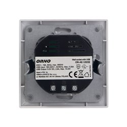 GNIAZDO POJEDYNCZE 2P+Z, USB-A + USB-C ,WYJŚCIE 5VDC MAX 2,8A ORNO GNIAZDO POJEDYNCZE 2P+Z, USB-A + USB-C ,WYJŚCIE 5VDC MAX 2,8A ORNO