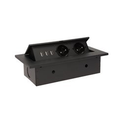 GNIAZDO MEBLOWE WPUSZCZANE W BLAT Z GRUBYM RANTEM, 2X2P+Z, 3 PORTY USB, CZARNE ORNO GNIAZDO MEBLOWE WPUSZCZANE W BLAT Z GRUBYM RANTEM, 2X2P+Z, 3 PORTY USB, CZARNE ORNO