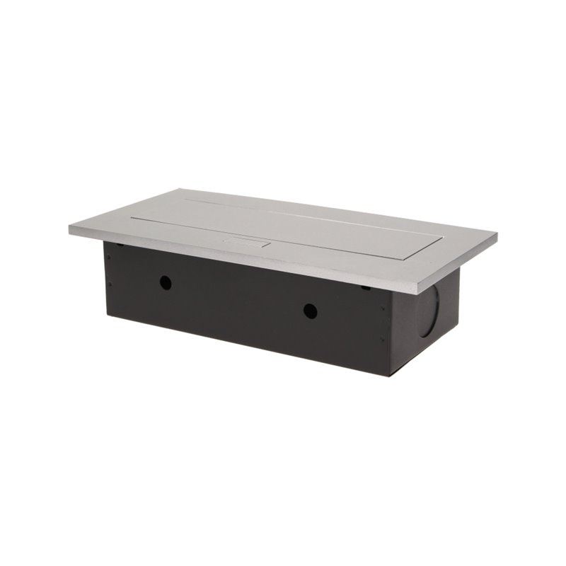 GNIAZDO MEBLOWE WPUSZCZANE W BLAT Z GRUBYM RANTEM, 2X2P+Z, 3 PORTY USB, SREBRNE ORNO GNIAZDO MEBLOWE WPUSZCZANE W BLAT Z GRUBYM RANTEM, 2X2P+Z, 3 PORTY USB, SREBRNE ORNO